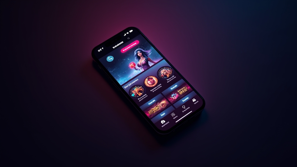 Smartphone with a mobile casino lobby and touch-friendly interface features